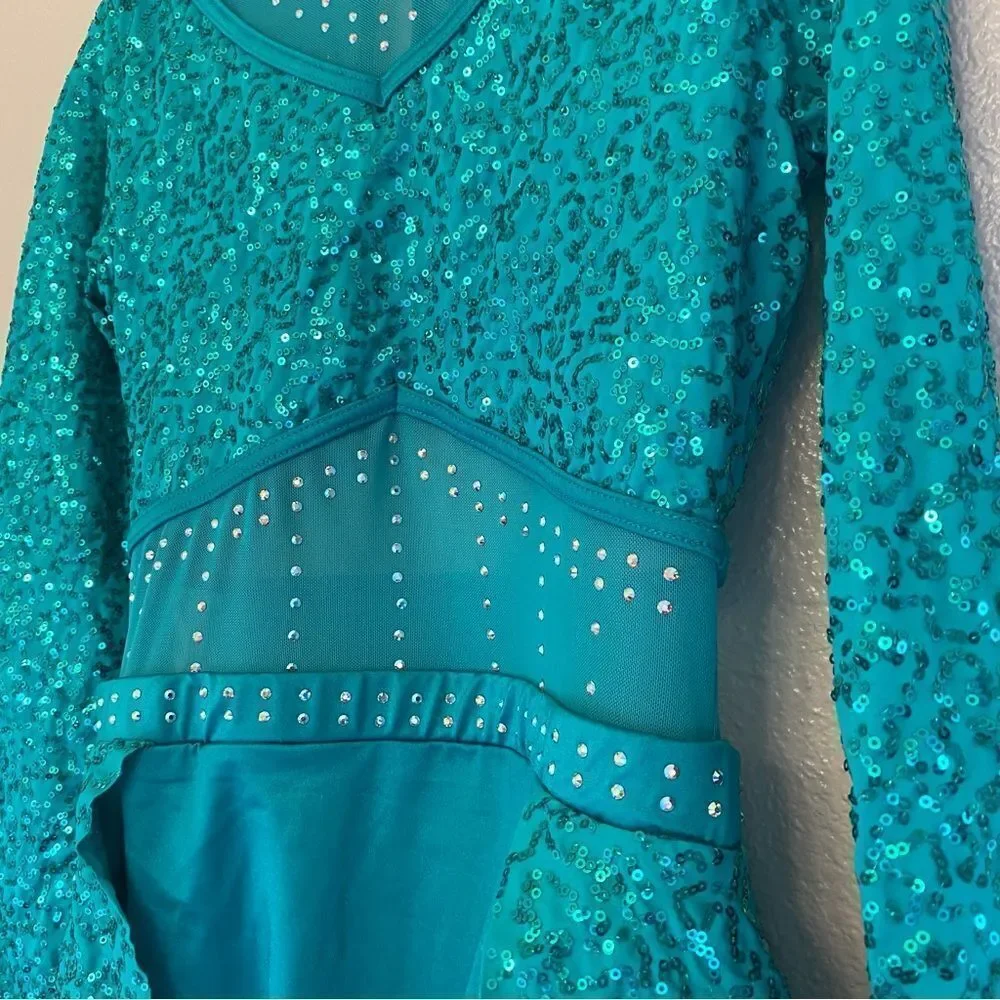 WEISSMAN Elite Dance Costume Kelly green sequin Crazy What Love Can Do 14913 SA